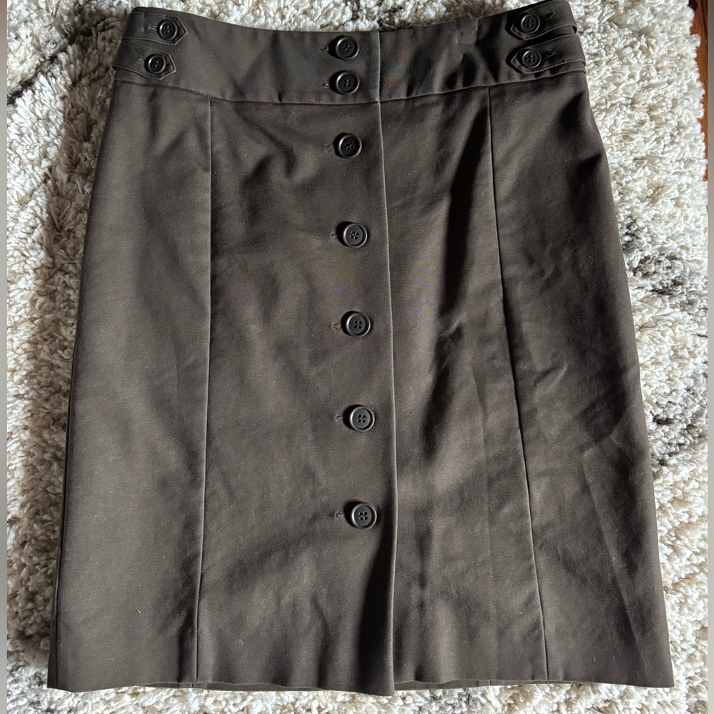 LOFT Brown Button-Front Skirt